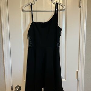 City Triangles Black One Shoulder Dress